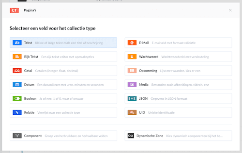 Content Builder van Strapi